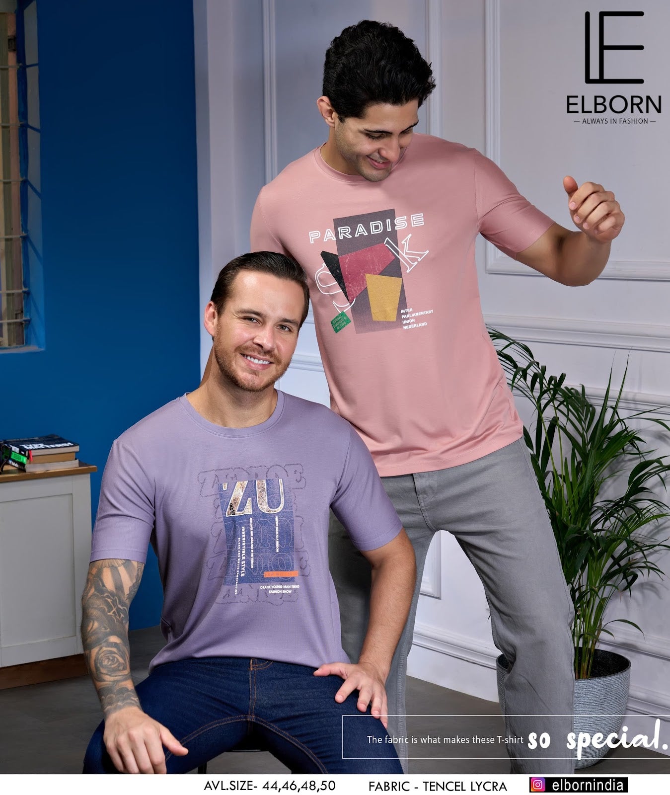Eb-Ku-1355 Elborn Tencil Lycra Mens Tshirts Supplier India