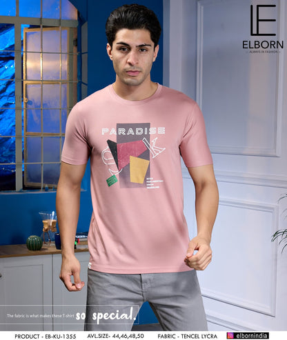 Eb-Ku-1355 Elborn Tencil Lycra Mens Tshirts Supplier India