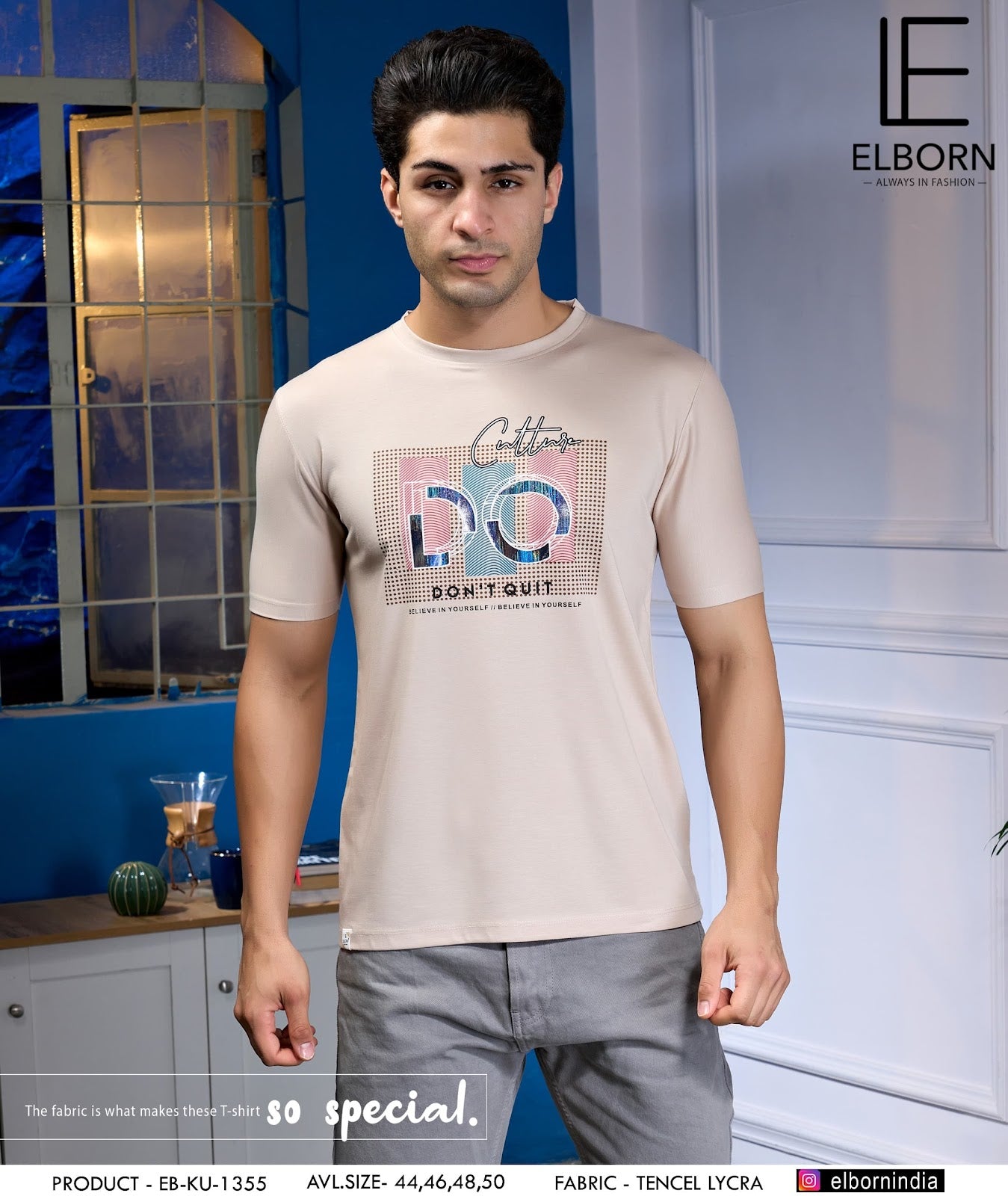 Eb-Ku-1355 Elborn Tencil Lycra Mens Tshirts Supplier India