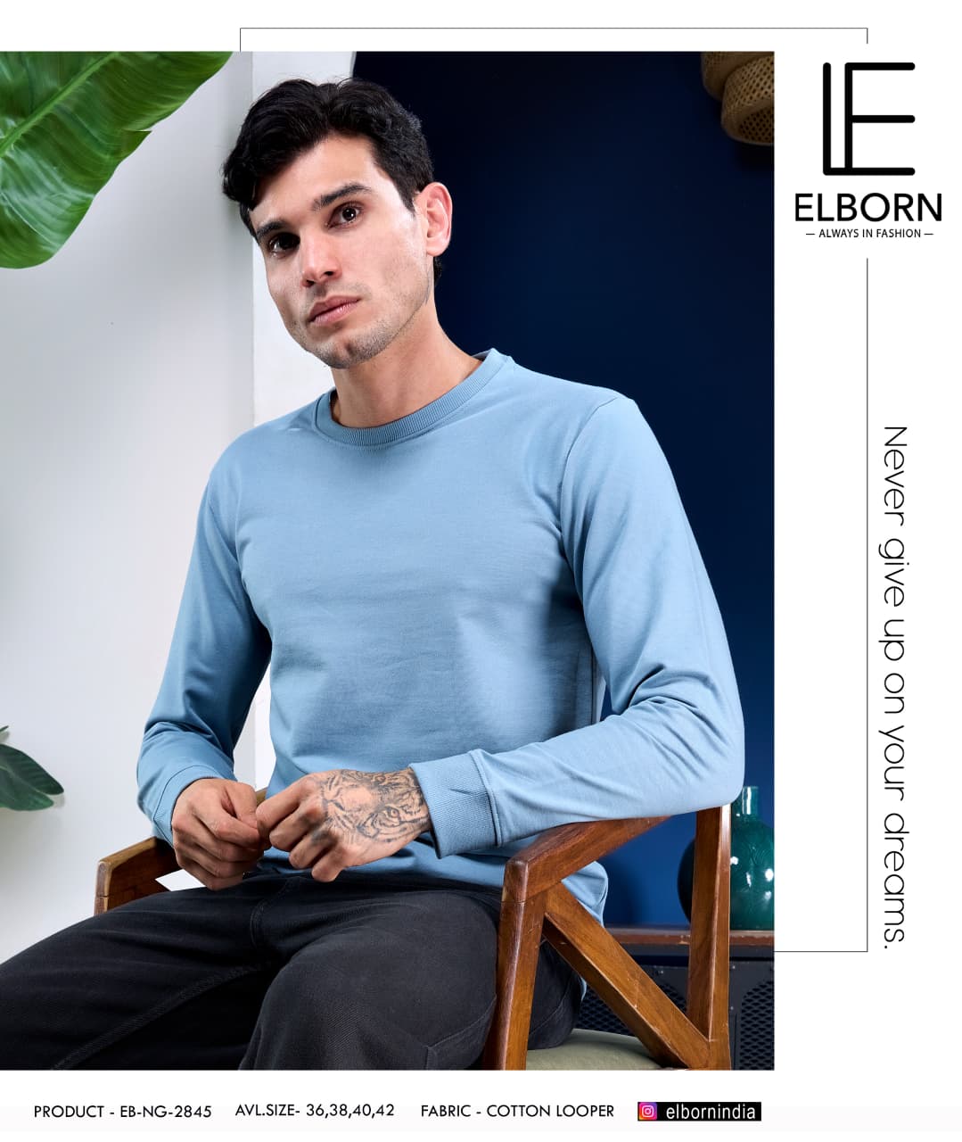Eb-Ng-2845 Elborn Cotton Looper Mens Tshirts Manufacturer Gujarat