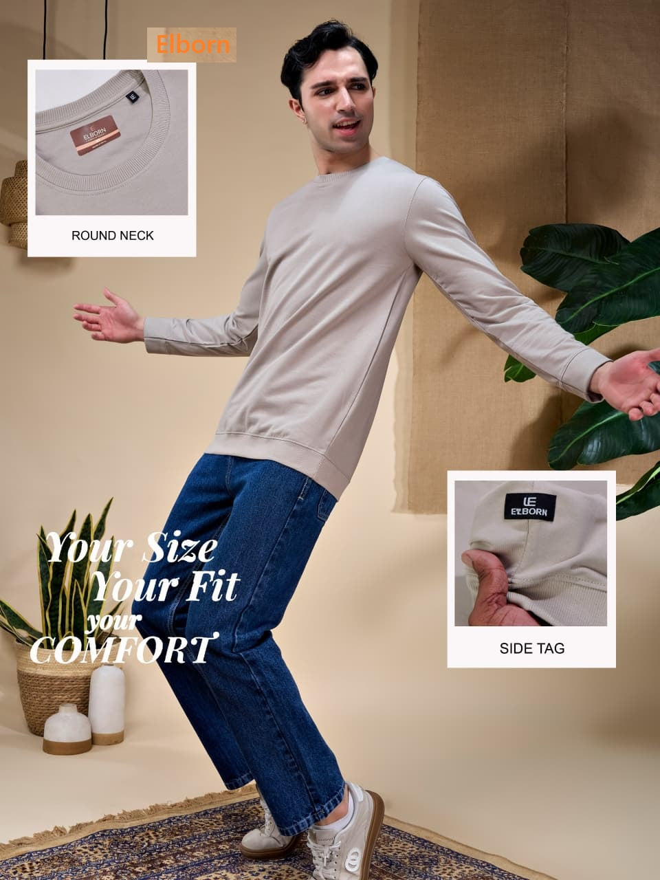 Eb-Yz-3200 Rib Elborn Cotton Looper Mens Tshirts Supplier Gujarat