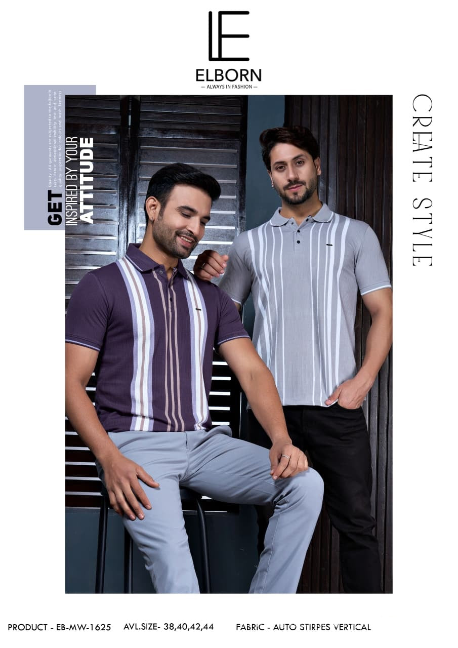 Eb Mw 1625 Elborn Auto Stripes Mens Tshirts Exporter Ahmedabad