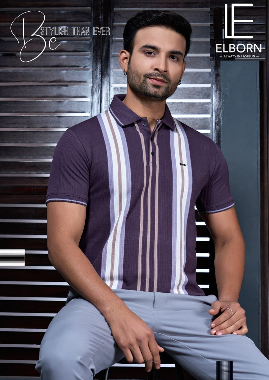 Eb Mw 1625 Elborn Auto Stripes Mens Tshirts Exporter Ahmedabad