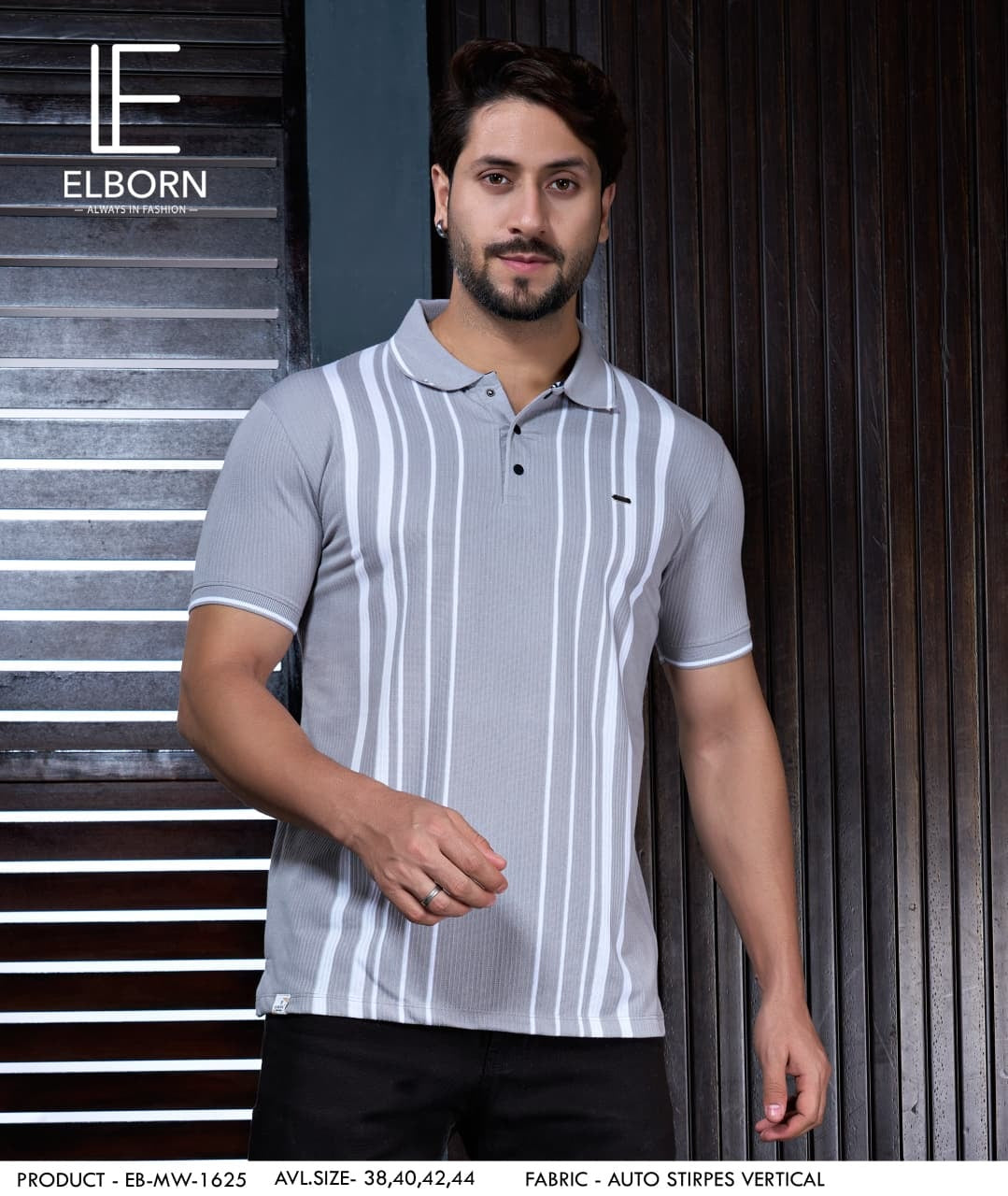 Eb Mw 1625 Elborn Auto Stripes Mens Tshirts Exporter Ahmedabad