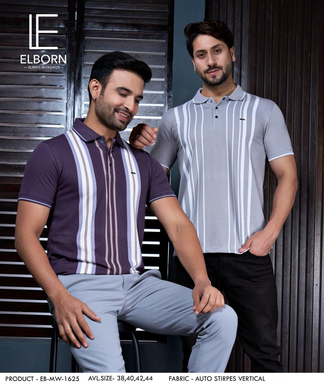 Eb Mw 1625 Elborn Auto Stripes Mens Tshirts Exporter Ahmedabad