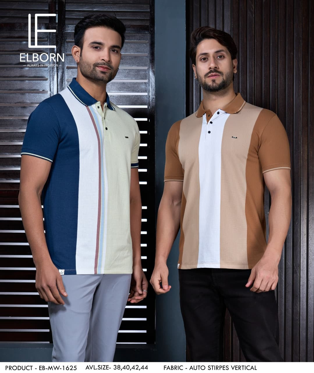 Eb Mw 1625 Elborn Auto Stripes Mens Tshirts Exporter Ahmedabad