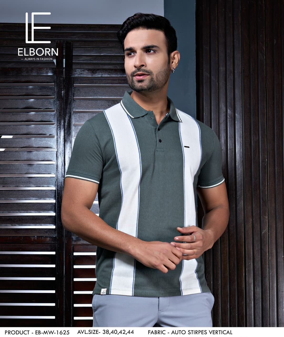 Eb Mw 1625 Elborn Auto Stripes Mens Tshirts Exporter Ahmedabad