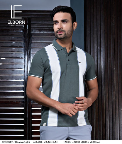 Eb Mw 1625 Elborn Auto Stripes Mens Tshirts Exporter Ahmedabad