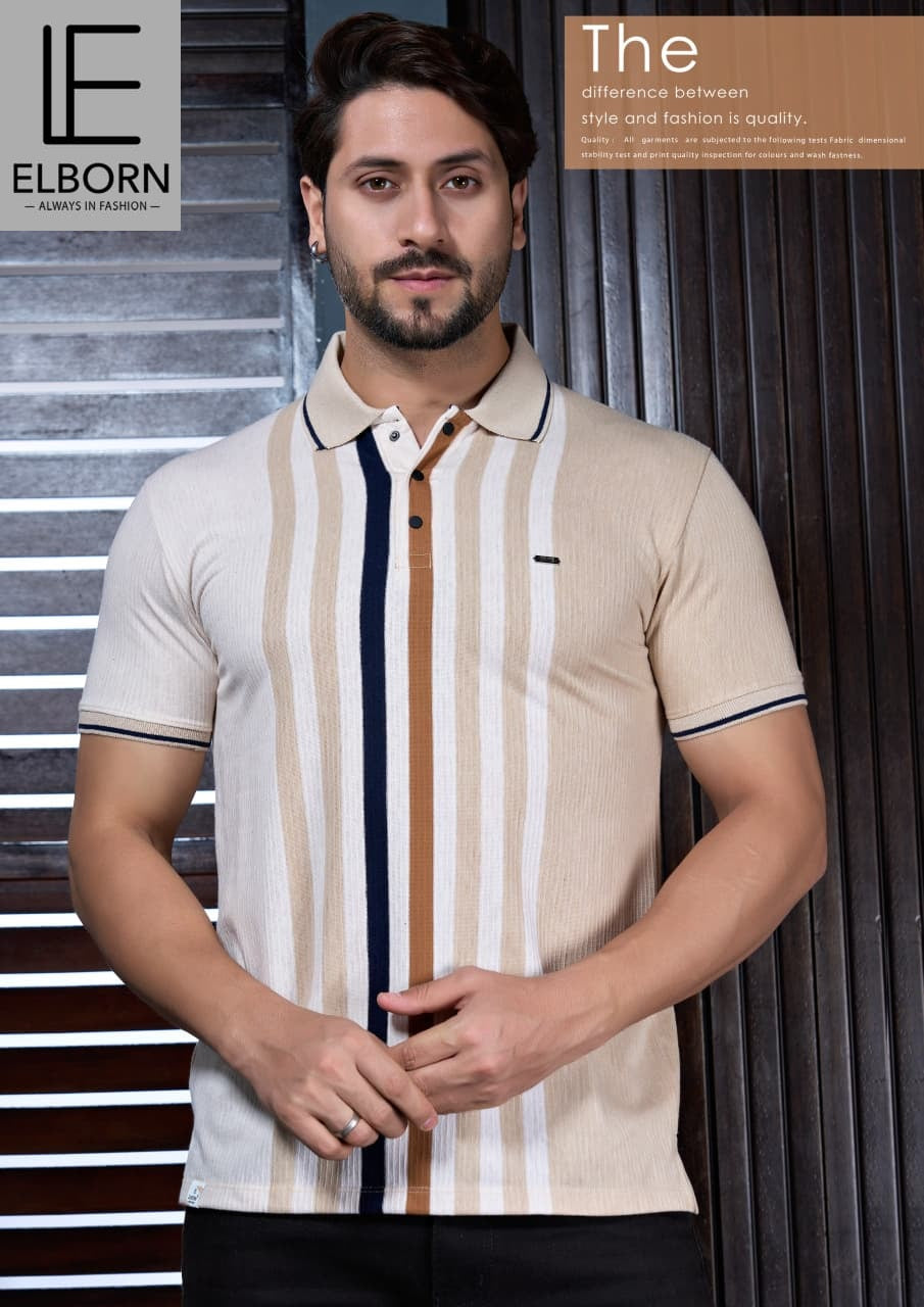 Eb Mw 1625 Elborn Auto Stripes Mens Tshirts Exporter Ahmedabad