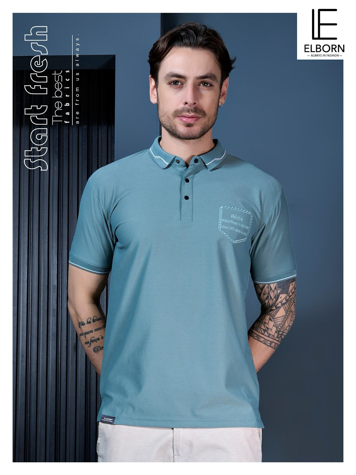 Eb Oi 1815 Elborn Dobby Lycra Mens Tshirts Exporter Gujarat