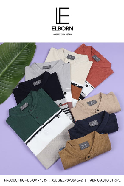 Eb Om 1835 Elborn Auto Stripes Knitted Mens Tshirts Exporter India