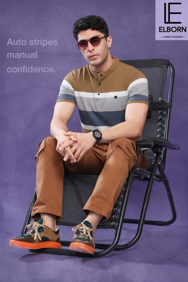 Eb Om 1835 Elborn Auto Stripes Knitted Mens Tshirts Exporter India