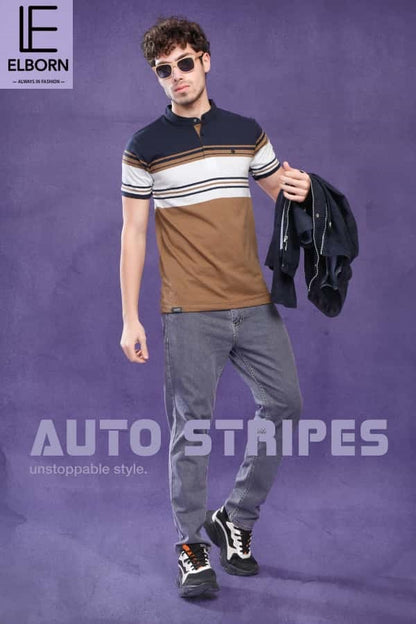 Eb Om 1835 Elborn Auto Stripes Knitted Mens Tshirts Exporter India