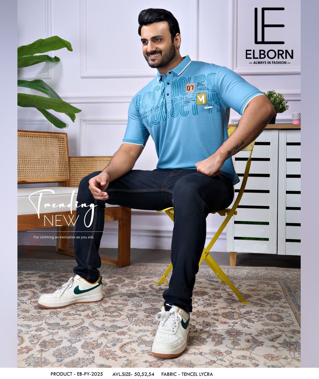 Eb Py 2025 Elborn Tencil Lycra Mens Tshirts Exporter Ahmedabad