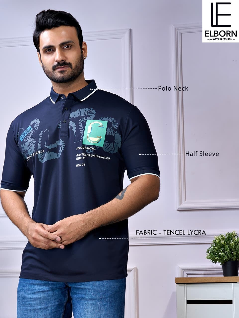 Eb Py 2025 Elborn Tencil Lycra Mens Tshirts Exporter Ahmedabad