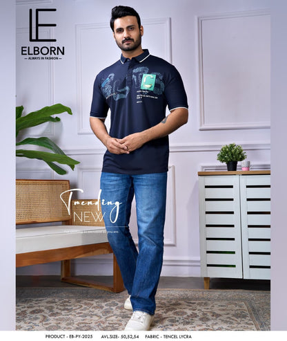 Eb Py 2025 Elborn Tencil Lycra Mens Tshirts Exporter Ahmedabad
