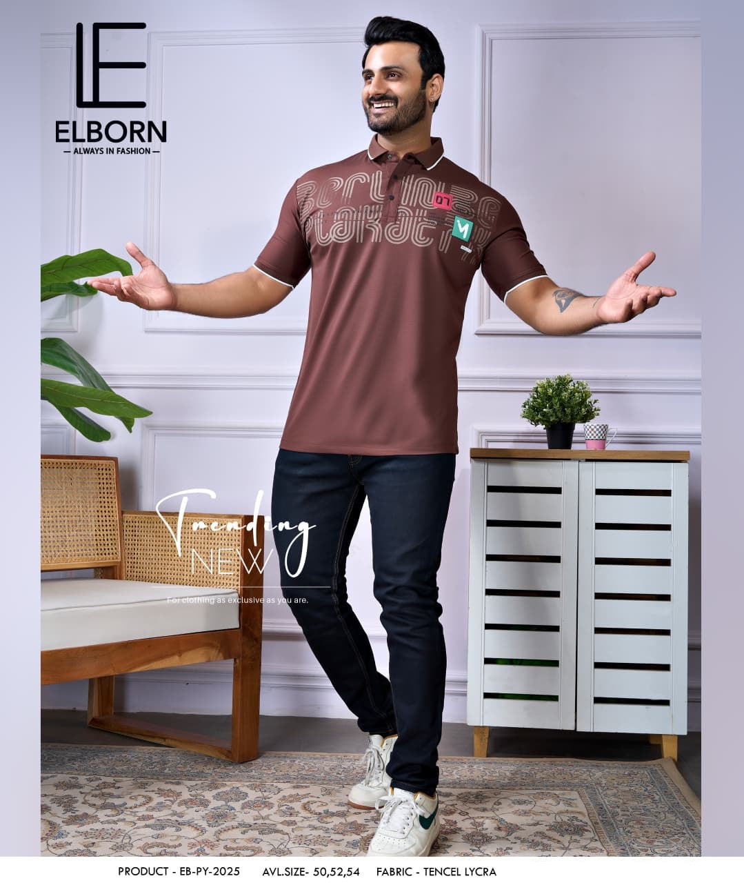 Eb Py 2025 Elborn Tencil Lycra Mens Tshirts Exporter Ahmedabad