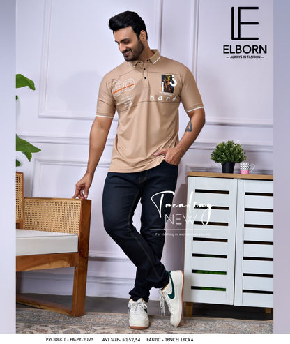Eb Py 2025 Elborn Tencil Lycra Mens Tshirts Exporter Ahmedabad