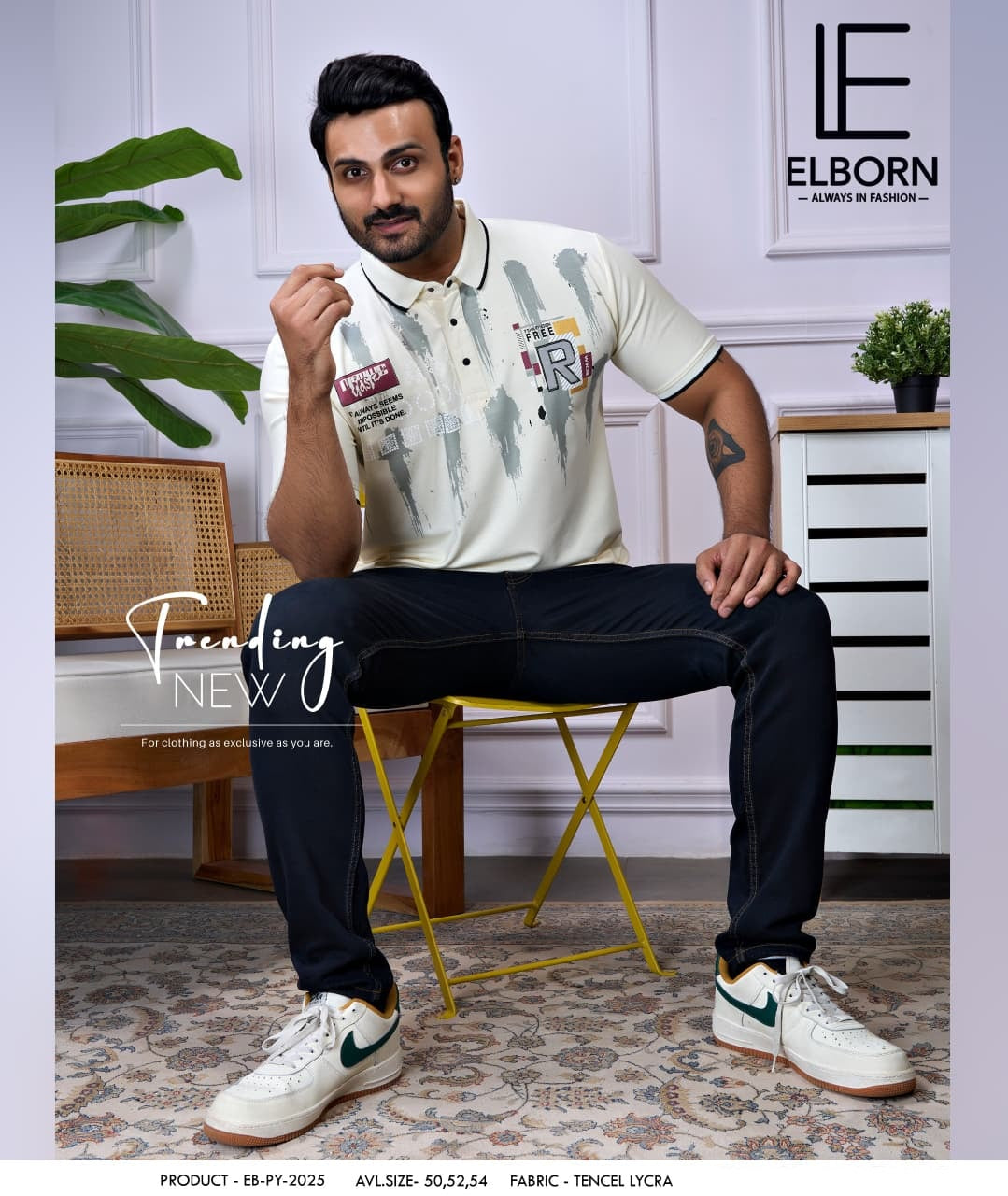Eb Py 2025 Elborn Tencil Lycra Mens Tshirts Exporter Ahmedabad