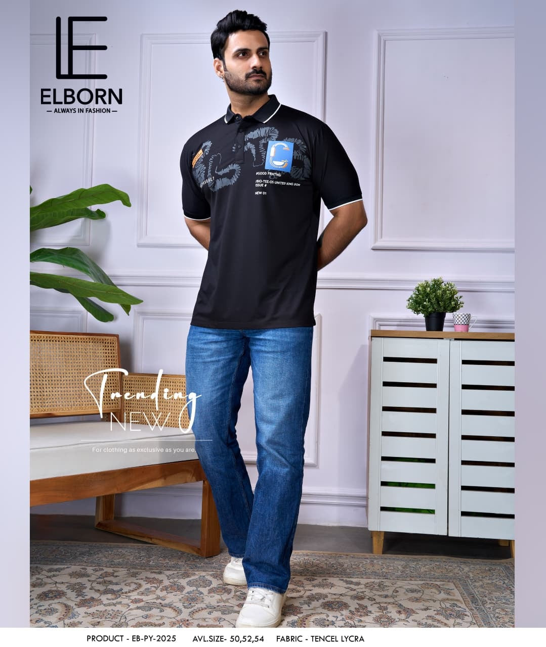 Eb Py 2025 Elborn Tencil Lycra Mens Tshirts Exporter Ahmedabad