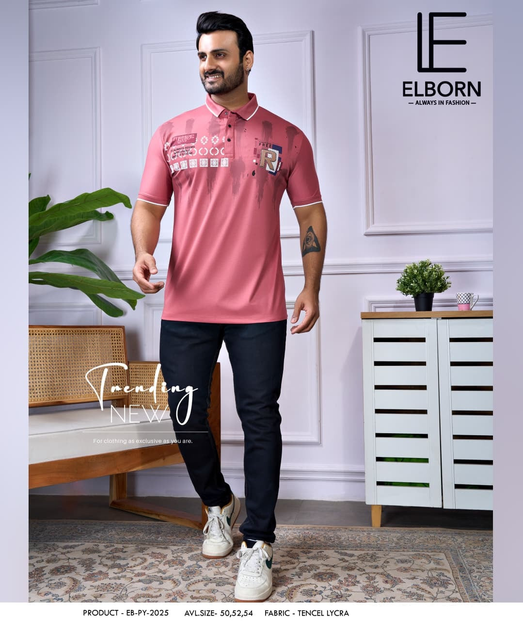 Eb Py 2025 Elborn Tencil Lycra Mens Tshirts Exporter Ahmedabad