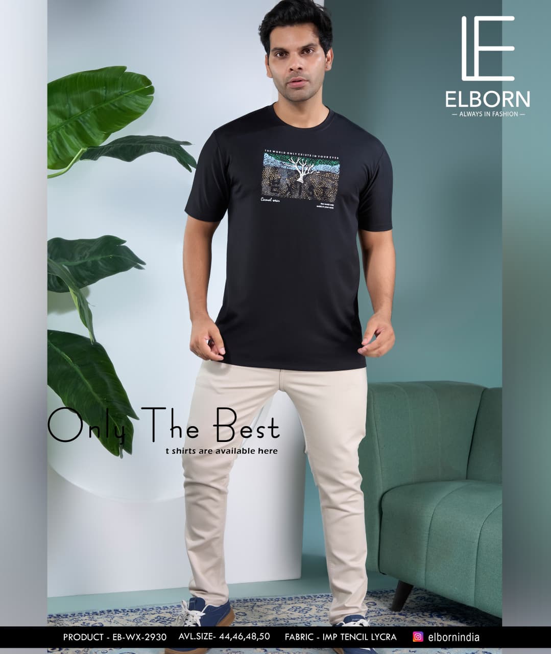 Eb Wx 2930 Elborn Tencil Lycra Mens Tshirts Manufacturer India