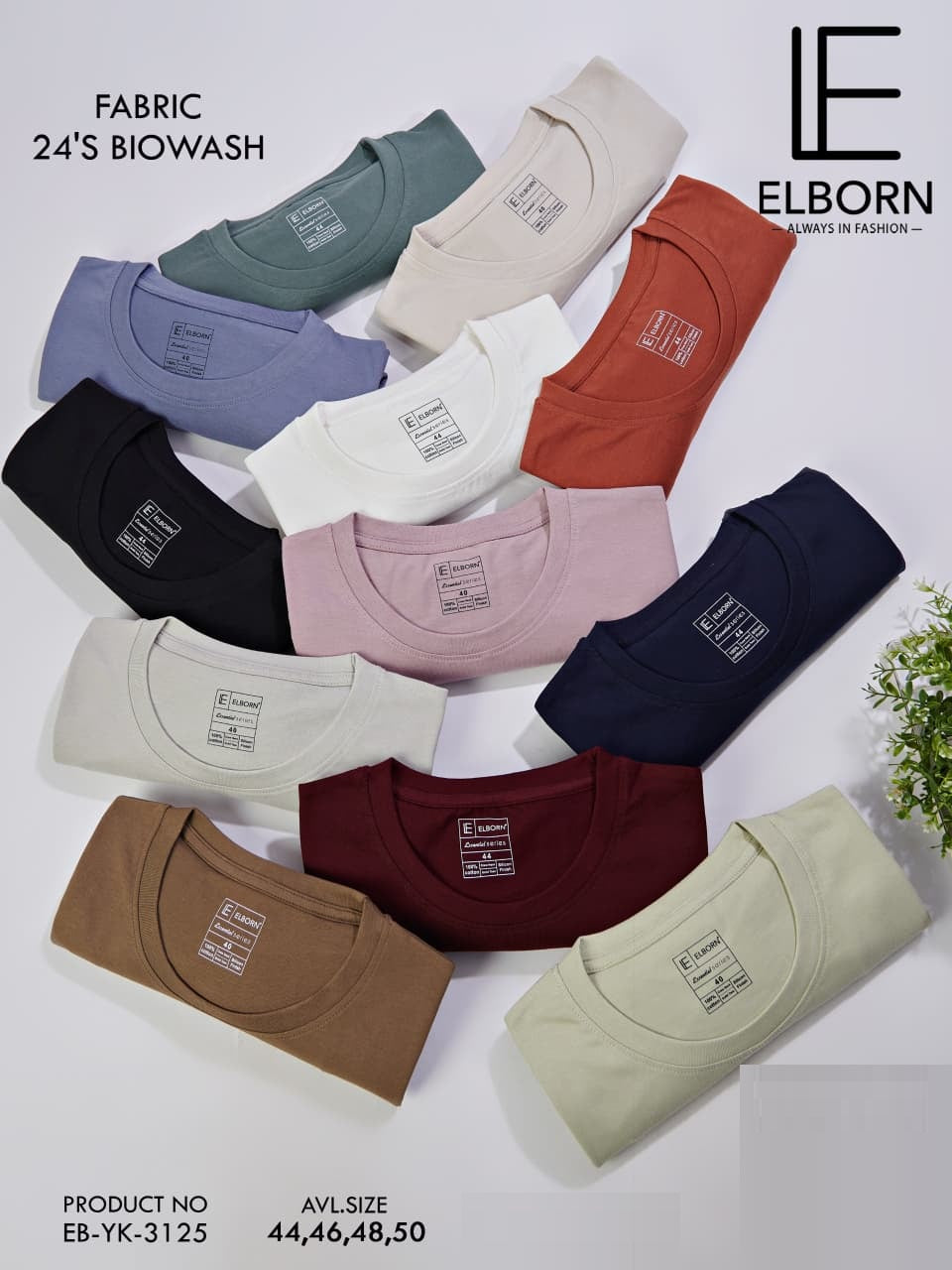 Eb Yk 3125 Elborn Cotton Biowashed Mens Tshirts Manufacturer India