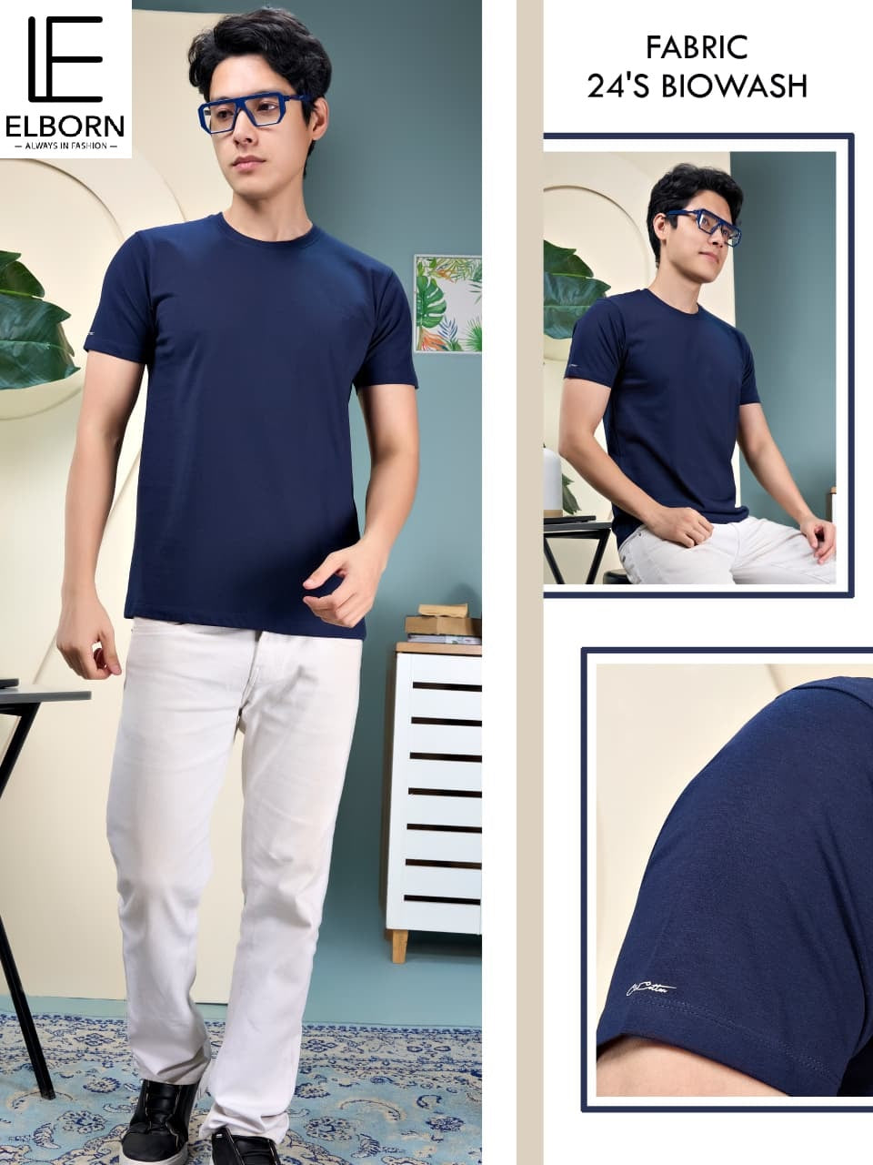 Eb Yk 3125 Elborn Cotton Biowashed Mens Tshirts Manufacturer India