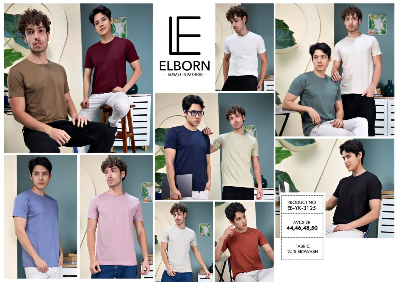 Eb Yk 3125 Elborn Cotton Biowashed Mens Tshirts Manufacturer India