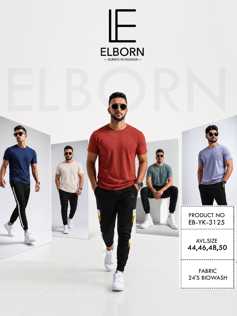 Eb Yk 3125 Elborn Cotton Biowashed Mens Tshirts Manufacturer India
