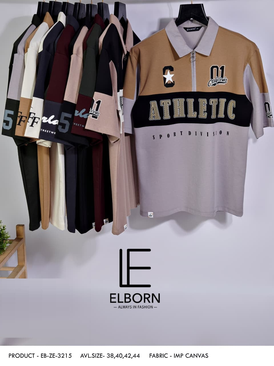 Eb Ze 3215 Collar Zip Elborn Imported Mens Tshirts Wholesaler Gujarat