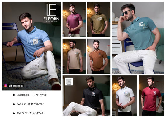 Eb Zf 3230 Collar Style Elborn Canvas Interlock Mens Tshirts Wholesaler Gujarat