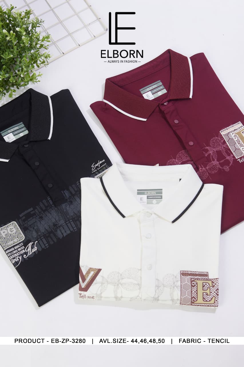 Eb Zp 3280 Collar Style Elborn Tencil Lycra Mens Tshirts Exporter Ahmedabad