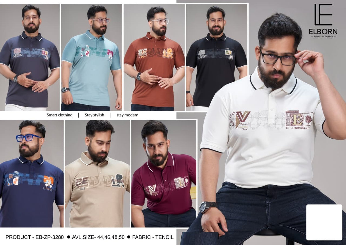 Eb Zp 3280 Collar Style Elborn Tencil Lycra Mens Tshirts Exporter Ahmedabad