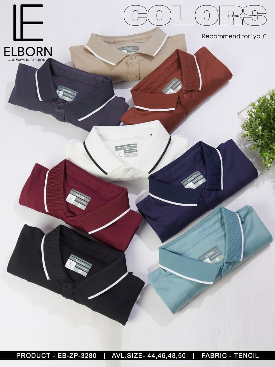 Eb Zp 3280 Collar Style Elborn Tencil Lycra Mens Tshirts Exporter Ahmedabad