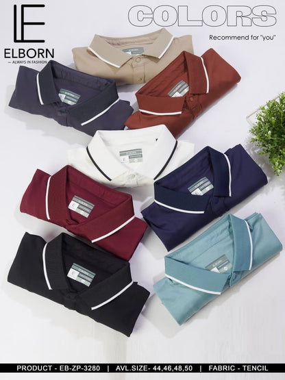 Eb Zp 3280 Collar Style Elborn Tencil Lycra Mens Tshirts Exporter Ahmedabad