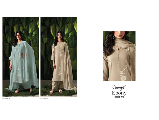 Ebony 3454 Ganga Cotton Linen Plazzo Style Suits Wholesale Price