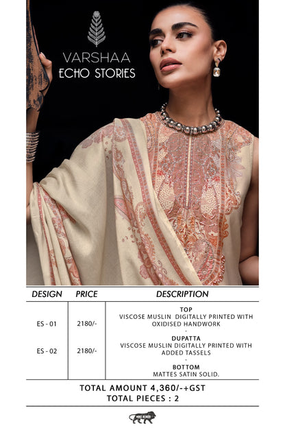 Echo Stories Varshaa Viscose Muslin Pant Style Suits Supplier