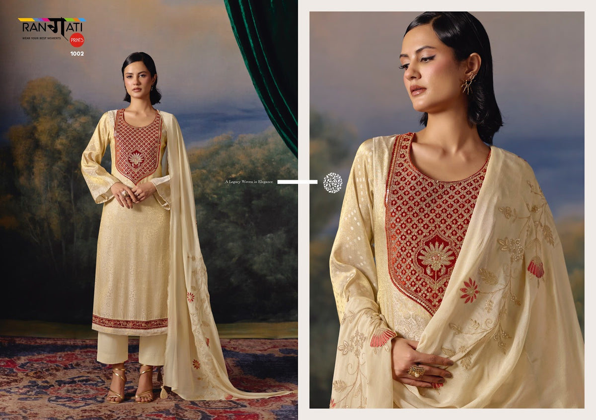 Eden Rangati Prints Gaji Pashmina Suits Exporter