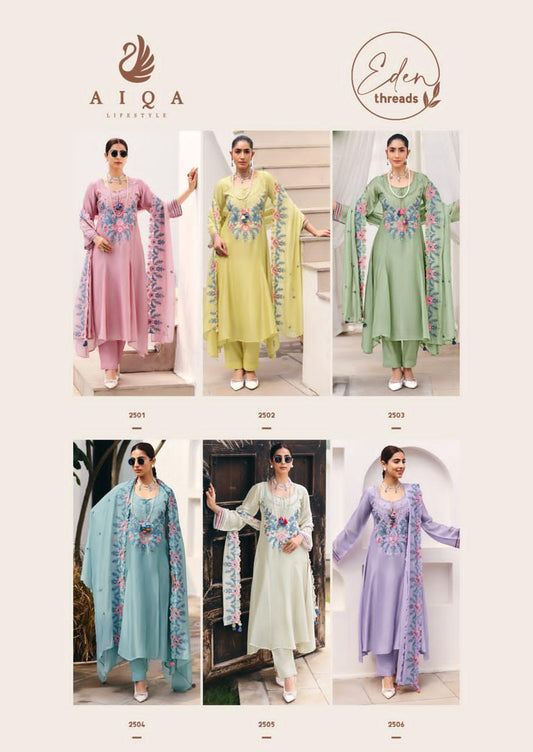 Eden Threads Aiqa Bemberg Silk Pakistani Salwar Suits Wholesale Price