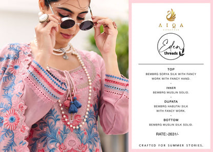 Eden Threads Aiqa Bemberg Silk Pakistani Salwar Suits Wholesale Price