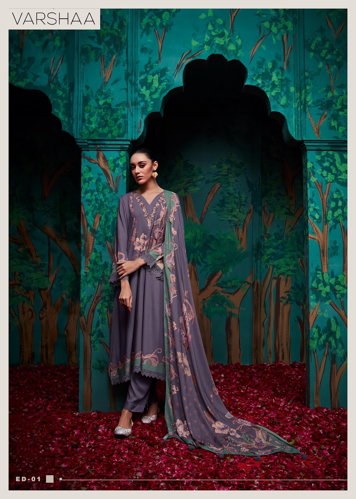 Eden Varsha Fashions Viscose Muslin Pant Style Suits Supplier India