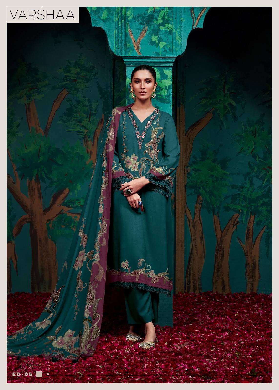 Eden Varsha Fashions Viscose Muslin Pant Style Suits Supplier India