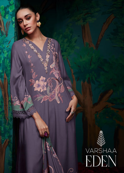 Eden Varsha Fashions Viscose Muslin Pant Style Suits Supplier India