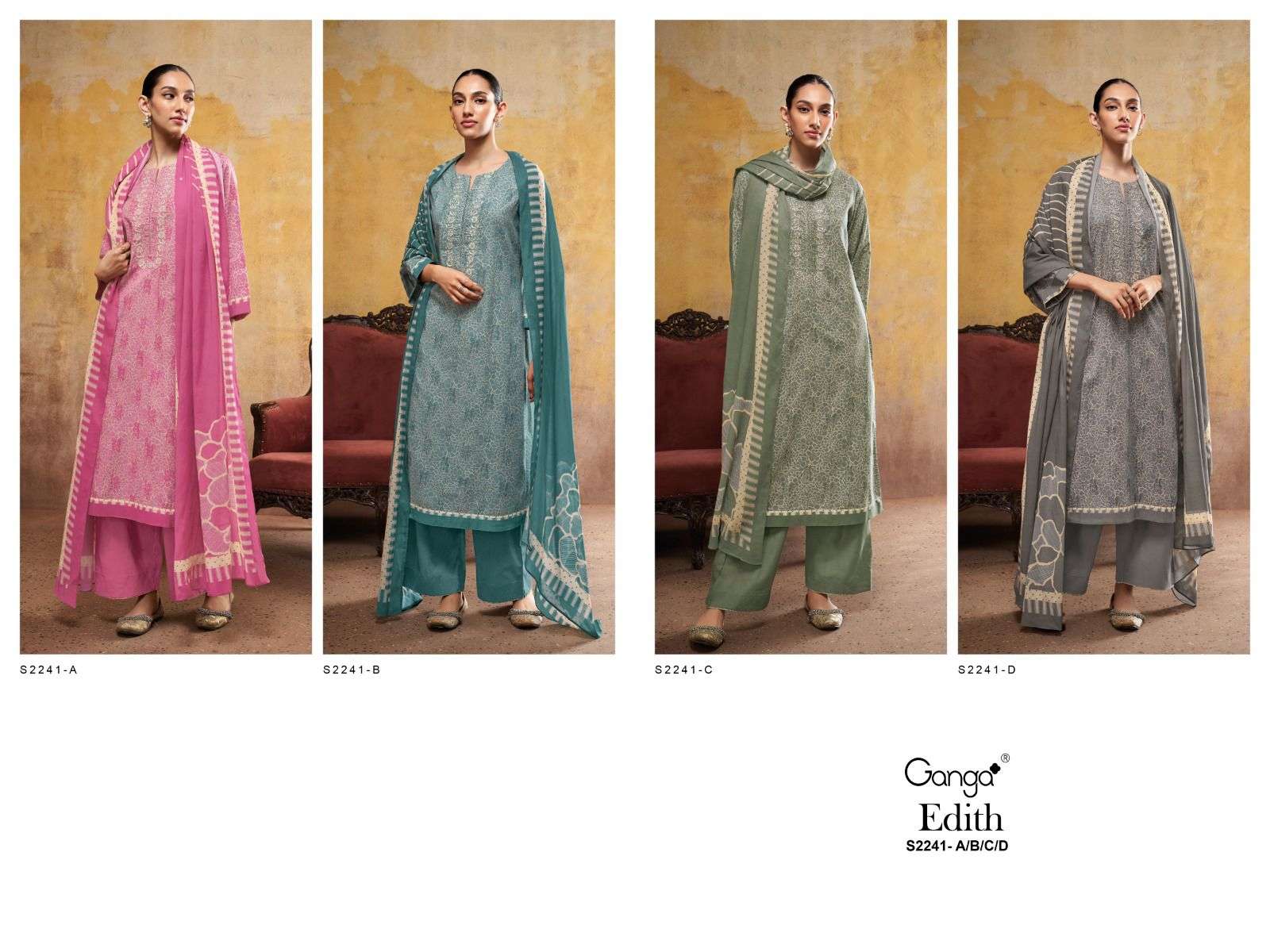 Edith 2241 Ganga Cotton Plazzo Style Suits