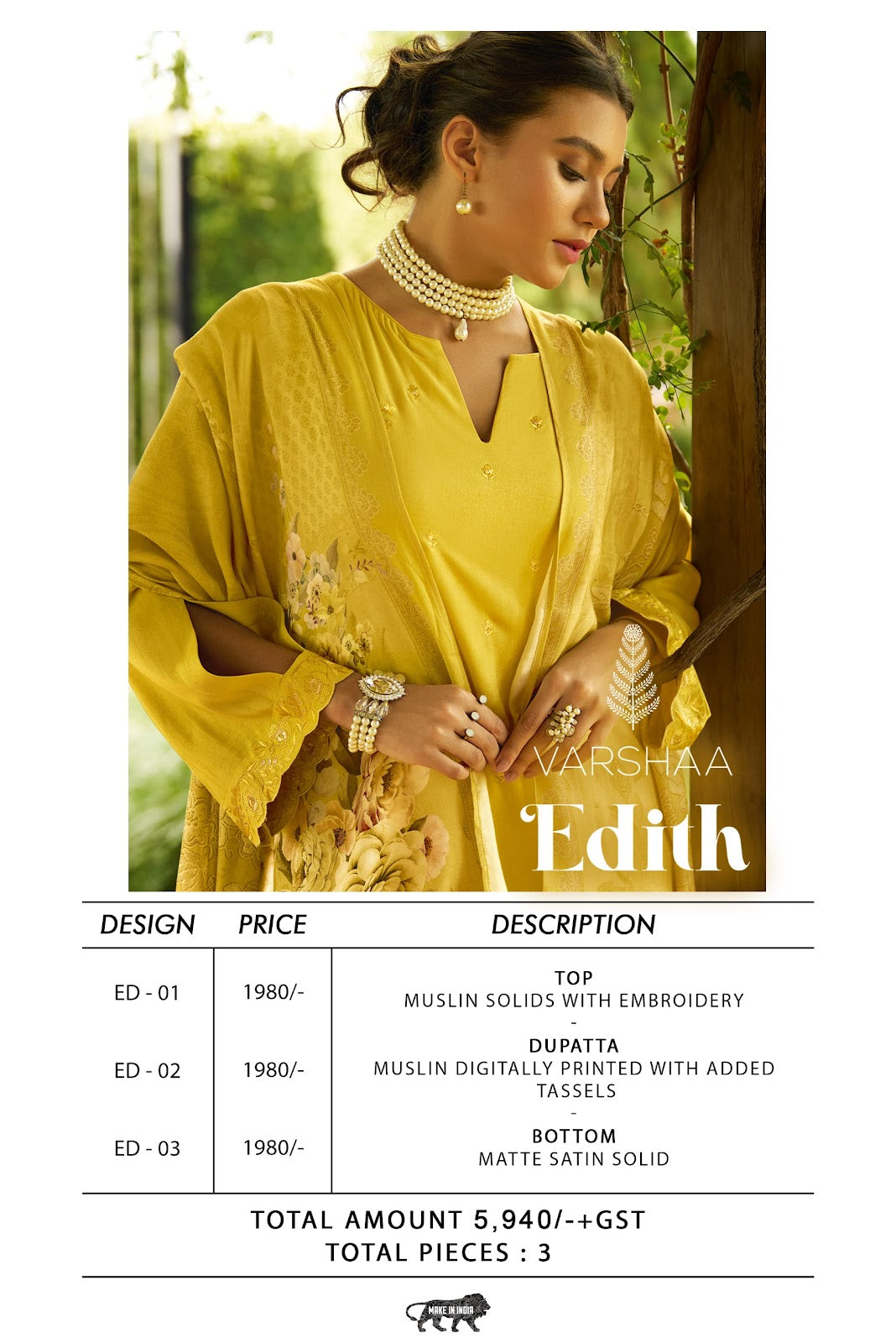 Edith Varshaa Muslin Pant Style Suits Supplier Gujarat