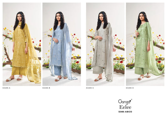 Eelee 3466 Ganga Premium Cotton Plazzo Style Suits Exporter