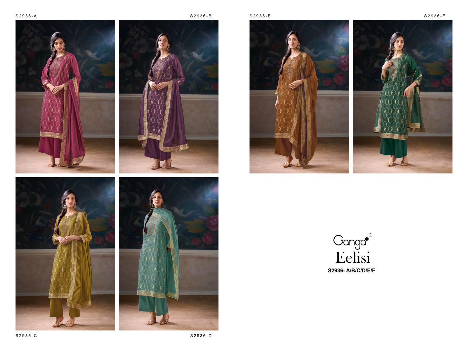 Eelisi 2936 Ganga Viscose Silk Plazzo Style Suits Supplier India