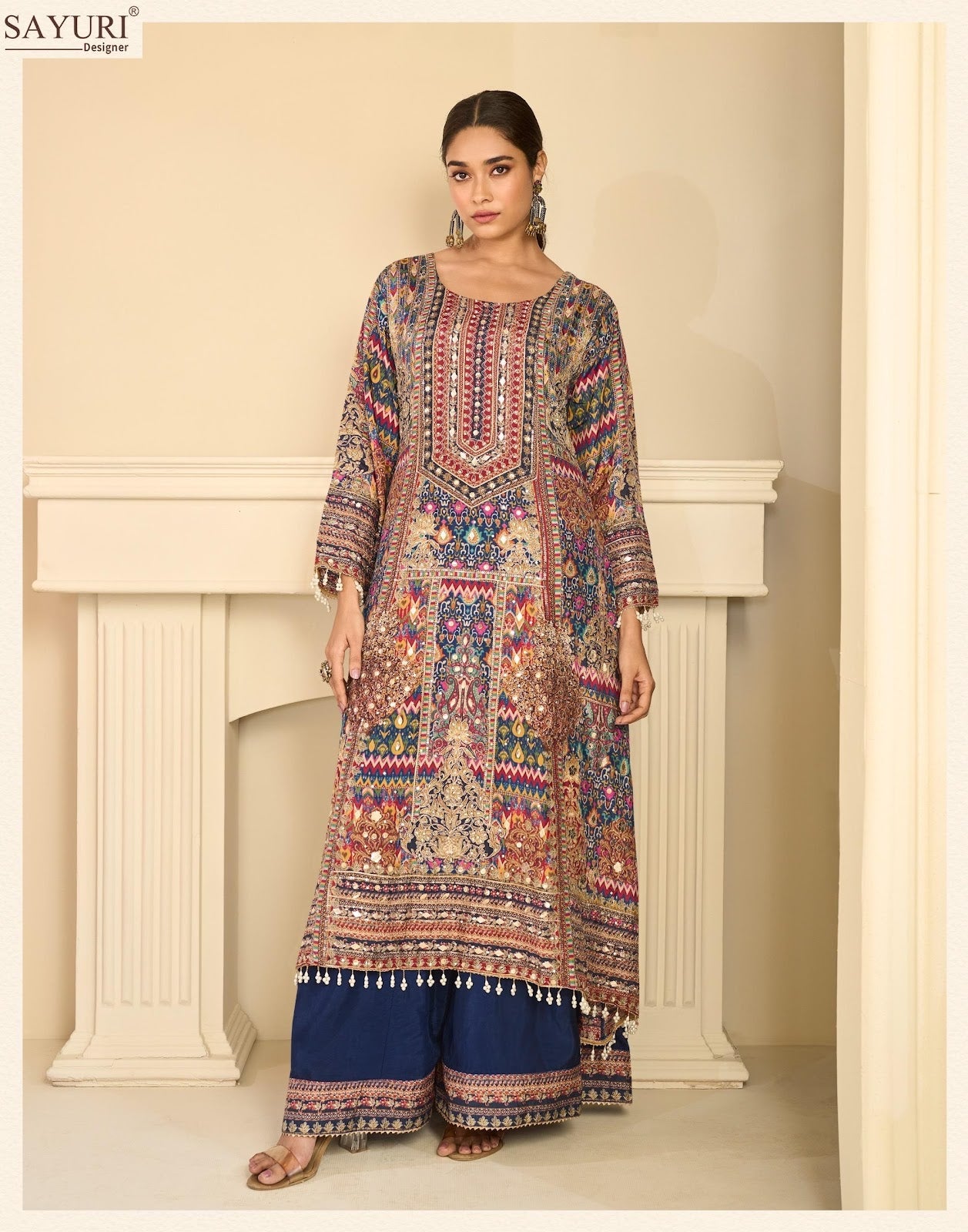 Ehsaas Sayuri Natural Crape Pakistani Readymade Suits Supplier Gujarat
