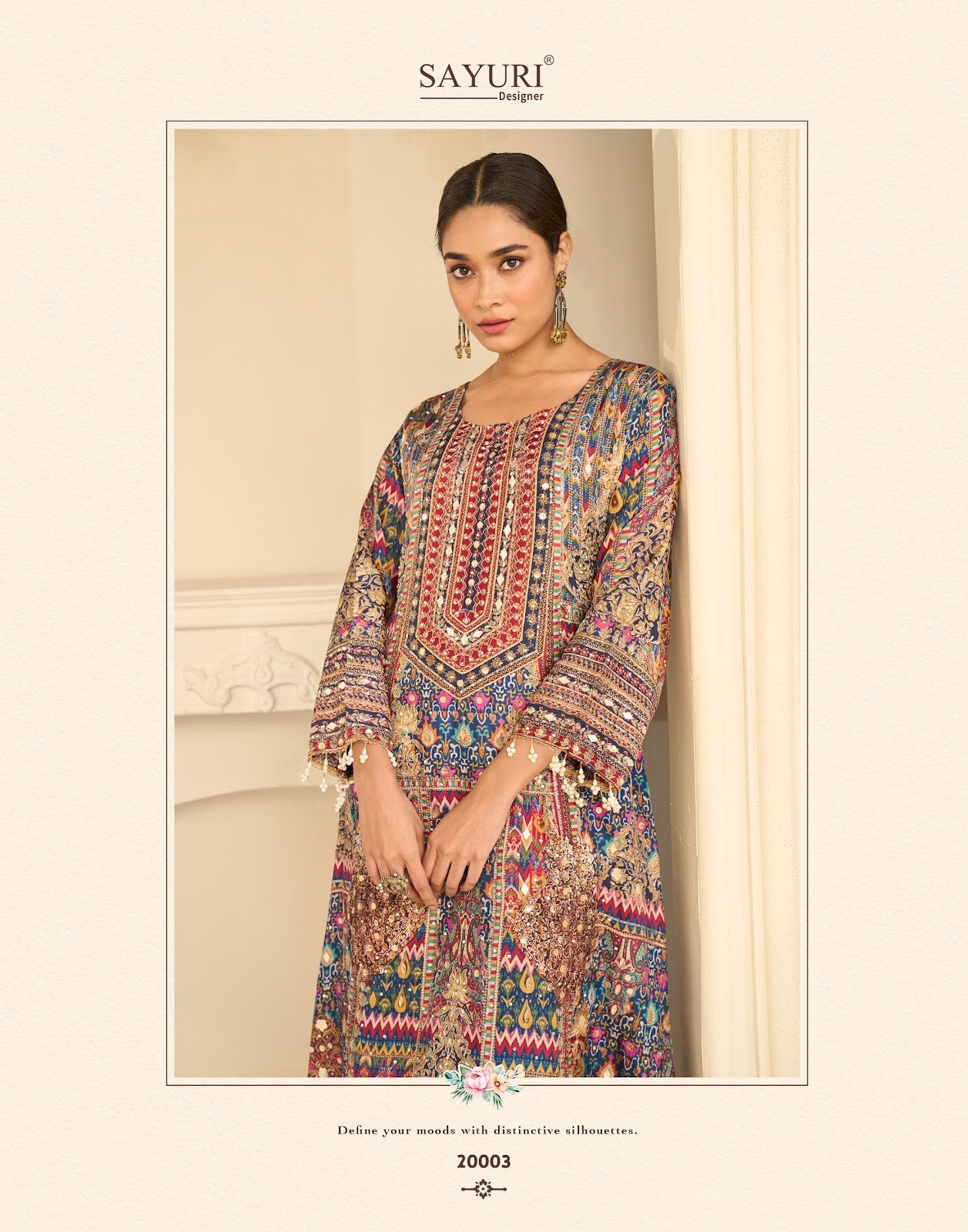Ehsaas Sayuri Natural Crape Pakistani Readymade Suits Supplier Gujarat